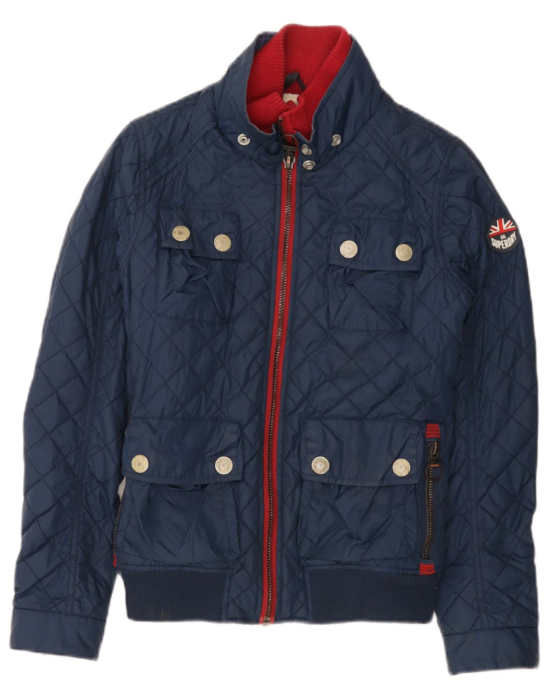 Damska pikowana kurtka Superdry UK 14, średni granatowy nylon