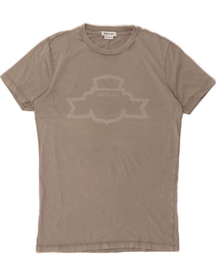 REPLAY Mens Graphic T-Shirt Top Medium Grey Cotton Vintage Replay and Second-Hand Replay from Messina Hembry 