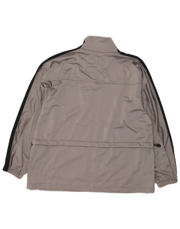 Diadora Womens Oversized Tracksuit Top Jacket UK 14 Large Grey Colourblock