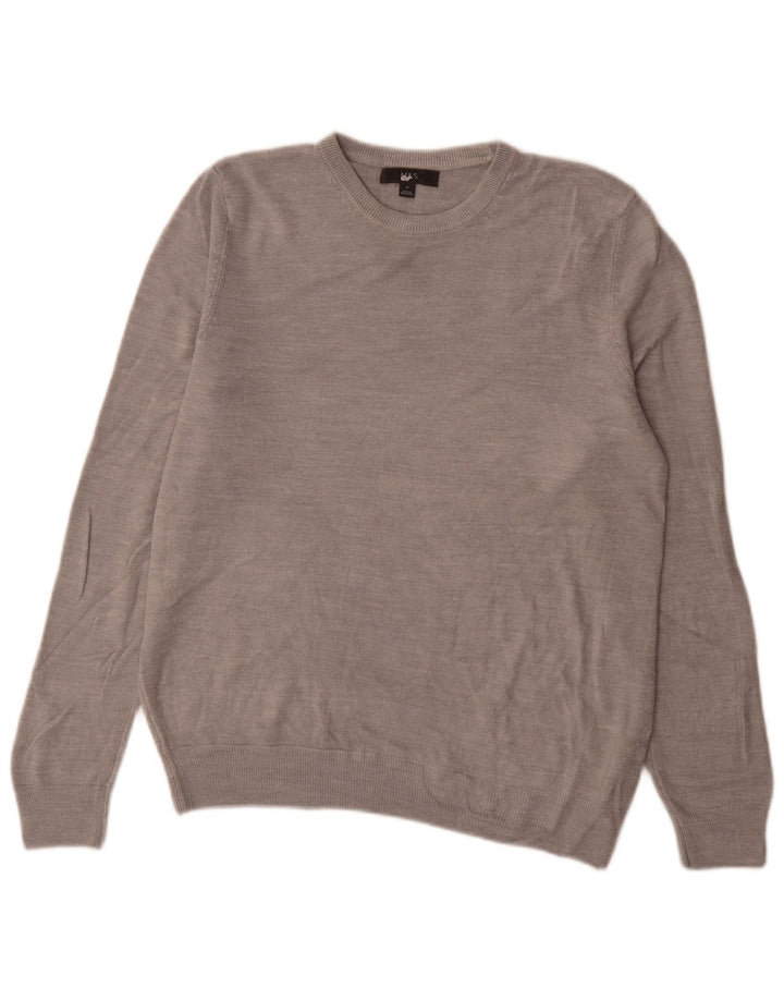 Marks & Spencer Herren-Pullover mit Rundhalsausschnitt, mittelgraues Acryl