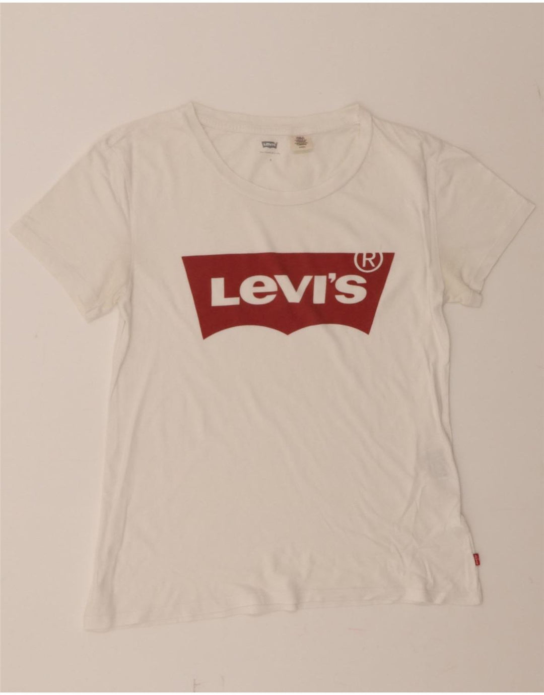 LEVI'S Womens Graphic T-Shirt Top UK 10 Small White Vintage Levi's and Second-Hand Levi's from Messina Hembry 
