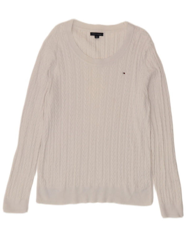 Tommy Hilfiger Womens Boat Neck Jumper Sweater UK 18 XL White Cotton