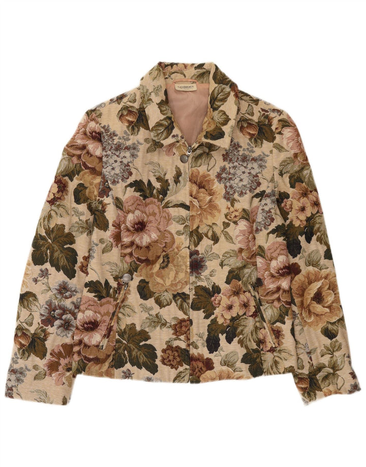 Landhaus Womens Full Zip Blazer Jacket EU 40 Medium Beige Floral Polyester