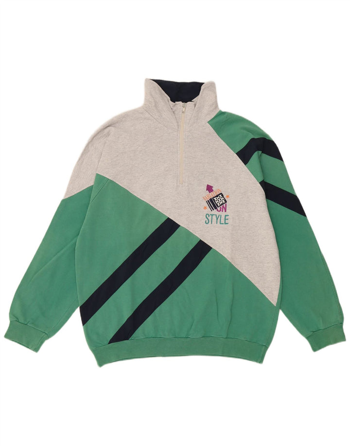 Campagnolo Mens Zip Neck Sweatshirt Jumper Medium Green Colourblock