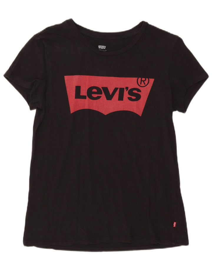 Levi's Damen Graphic T-Shirt Top UK 14 Medium Schwarz