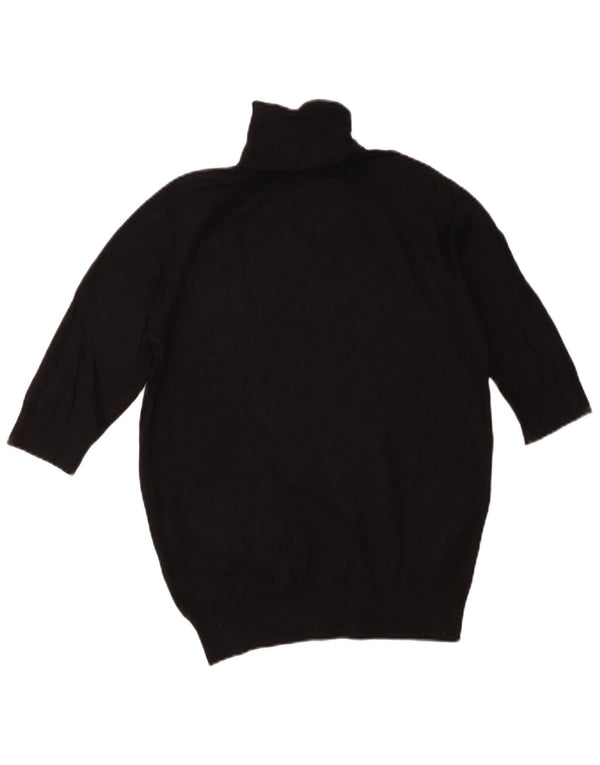 Zara Womens Short Sleeve Roll Neck Jumper Sweater UK 14 Large Black Viscose