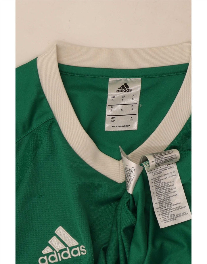 Adidas Herren-Top, langärmelig, klein, grün gestreift, Polyester