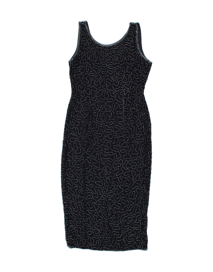 CLASSICS Womens Abstract Pattern Bodycon Dress UK 14 Large Navy Blue Vintage Classics and Second-Hand Classics from Messina Hembry 
