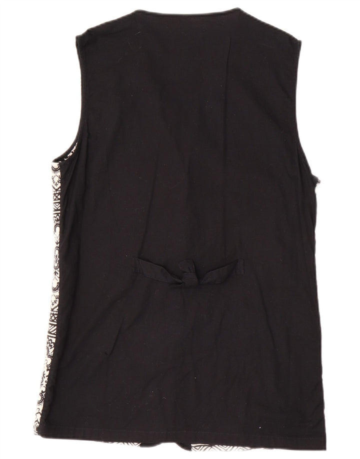 VINTAGE Womens Gilet UK 14 Medium Black Paisley