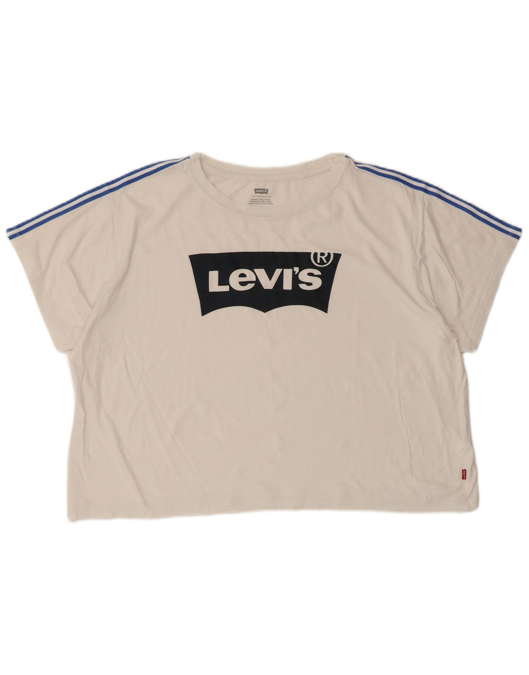Levi's Womens Crop Oversized Graphic T-Shirt Top UK 14 Medium White
