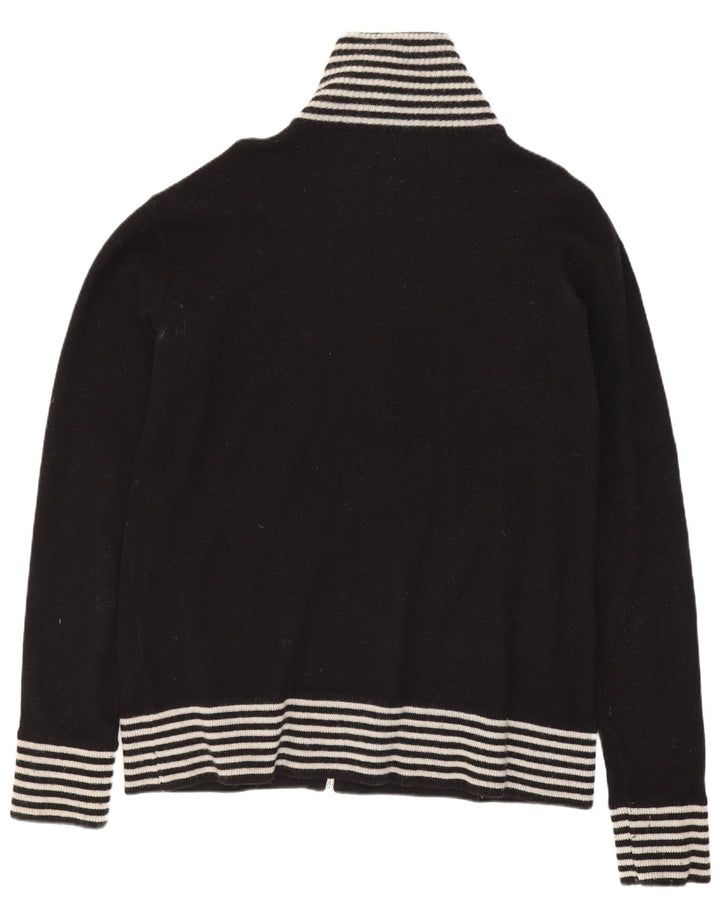 Franklin & Marshall Mens Graphic Cardigan Sweater Large Black Striped Wool