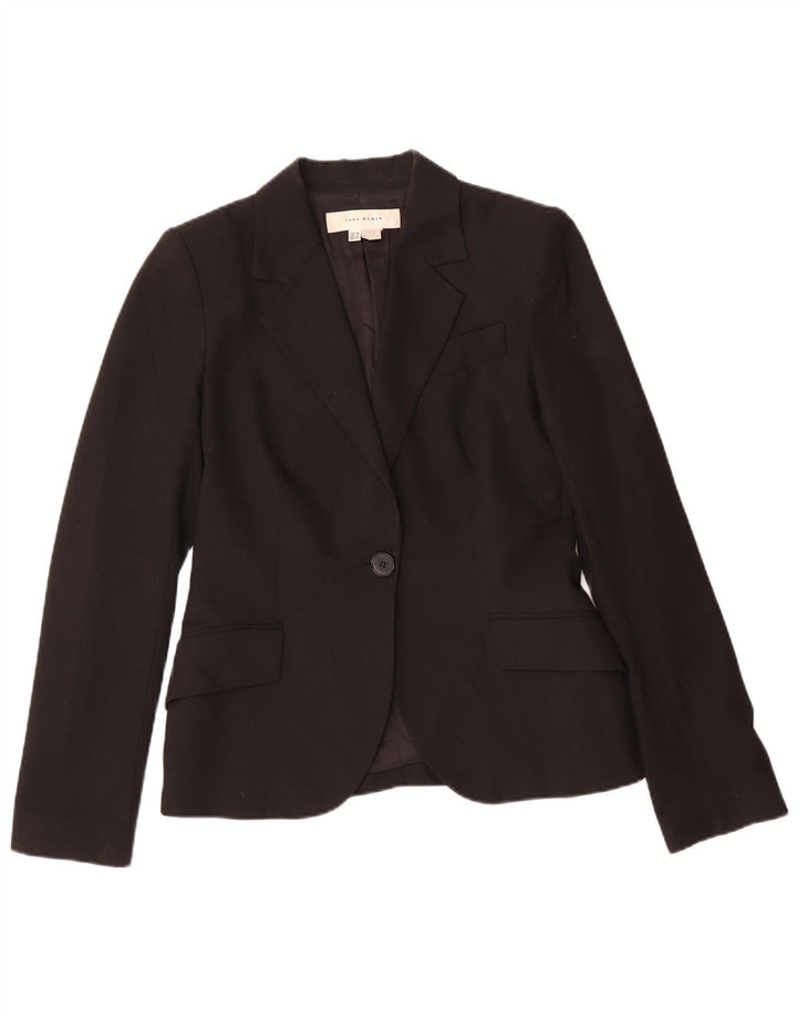 Zara Womens 1 Button Blazer Jacket EU 38 Small Black Polyester