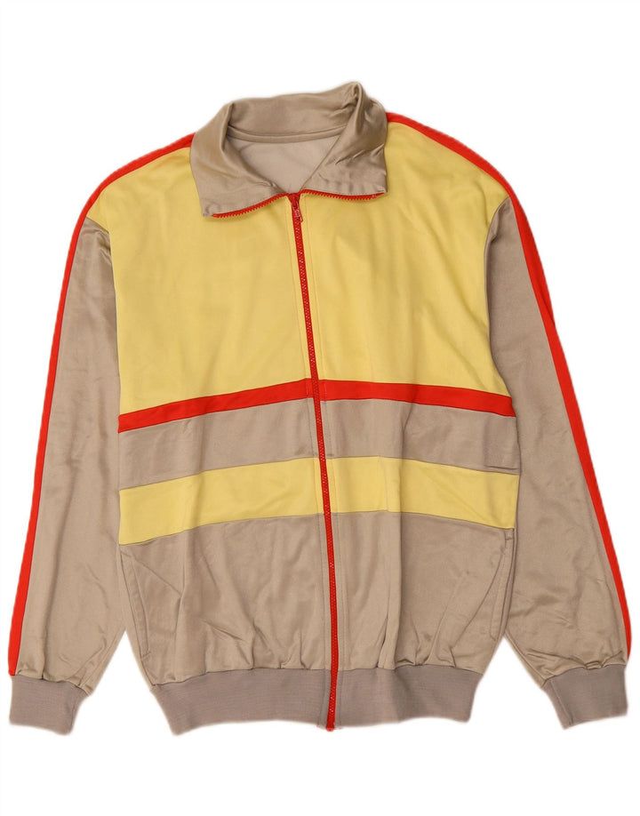 Vintage Mens Tracksuit Top Jacket Medium Grey Colourblock