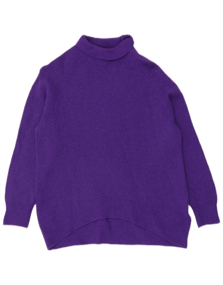 Massimo Dutti Womens Roll Neck Jumper Sweater UK 14 Medium Purple Wool