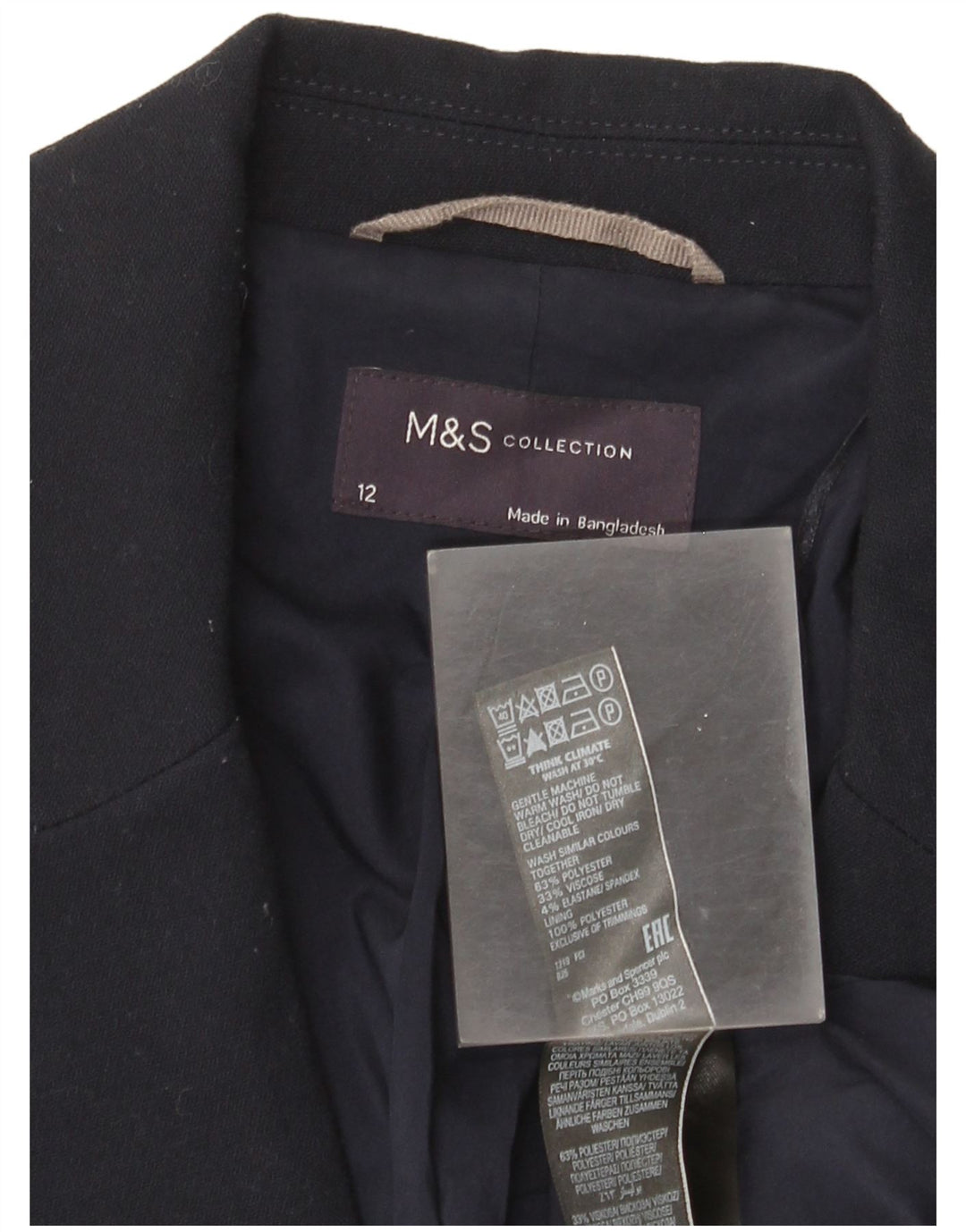 Marks & Spencer Womens 1 Button Blazer Jacket UK 12 Medium Navy Blue