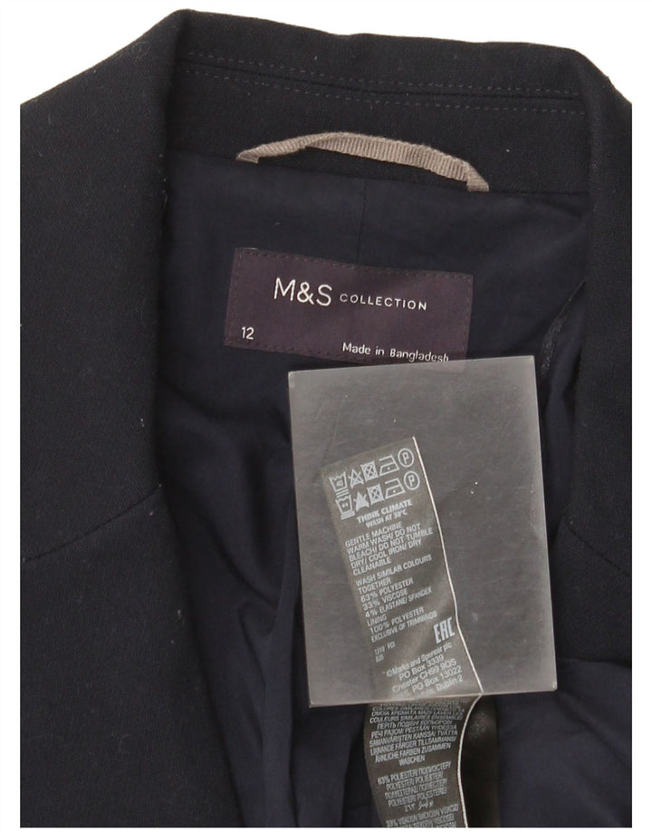 Marks & Spencer Womens 1 Button Blazer Jacket UK 12 Medium Navy Blue