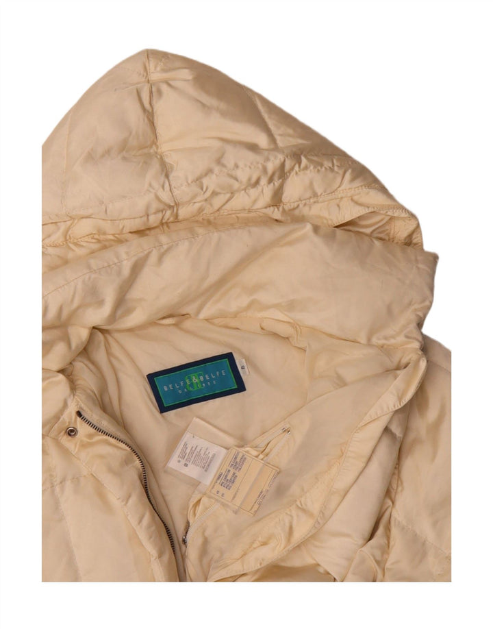 BELFE & BELFE Womens Hooded Padded Jacket IT 42 Medium Beige Polyamide Vintage Belfe & Belfe and Second-Hand Belfe & Belfe from Messina Hembry 
