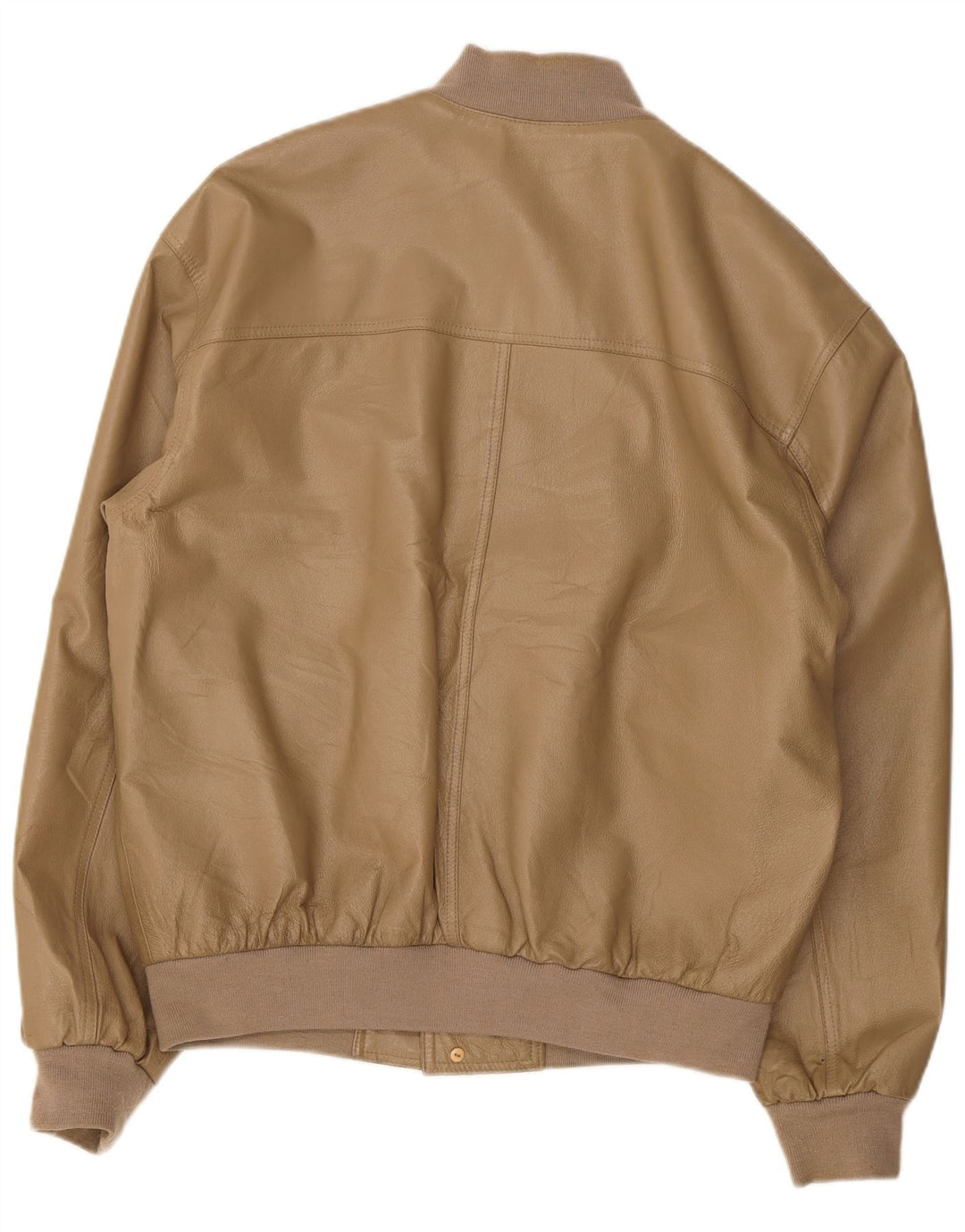 Vintage Mens Leather Bomber Jacket UK 42 XL Beige
