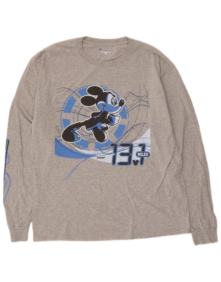 Champion Mens Mickey Mouse Graphic Top Long Sleeve Large Grey