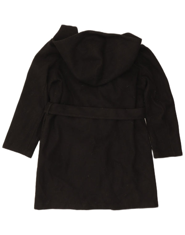 Zara Damen Kapuzenmantel UK 14 Medium Schwarz Polyester