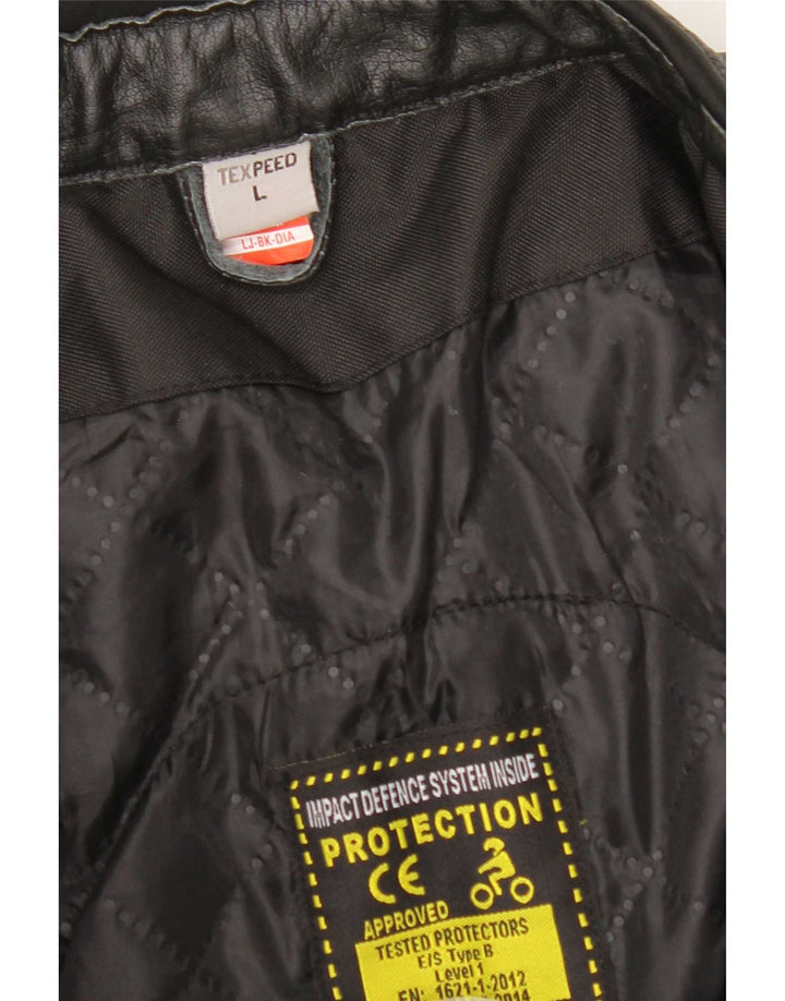 Jaqueta de couro masculina Texspeed UK 40 grande preta