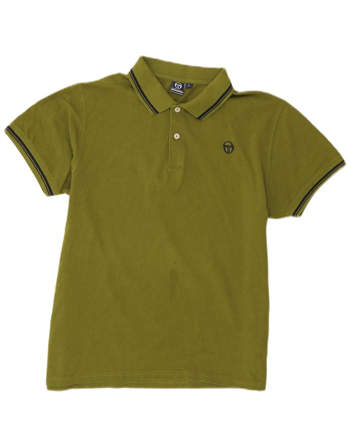 Sergio Tacchini Mens Polo Shirt Large Khaki Cotton