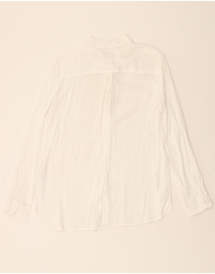 BENETTON Womens Shirt UK 14 Medium White Viscose Vintage Benetton and Second-Hand Benetton from Messina Hembry 