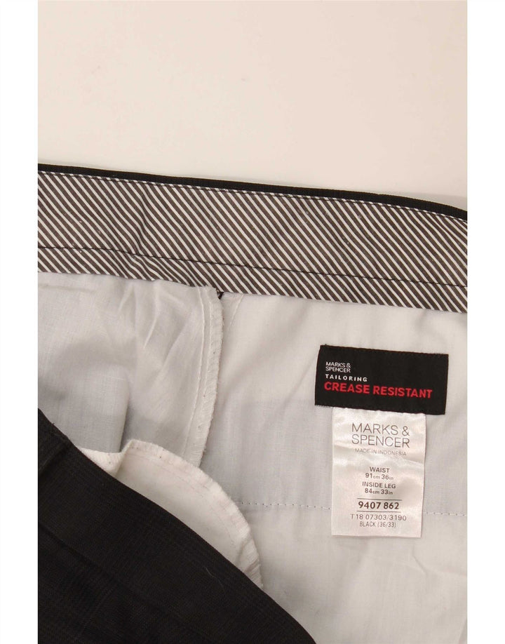 Marks & Spencer Mens Straight Suit Trousers W36 L33 Black Polyester