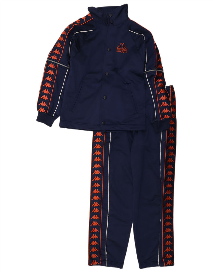 Kappa Boys Graphic Full Tracksuit 9-10 Years Large Navy Blue Polyester