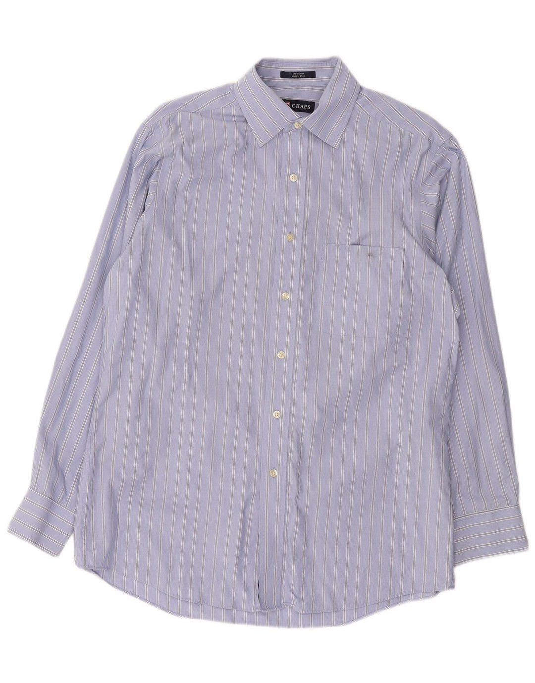 CHAPS Mens Shirt Size 15 1/2 Medium Blue Striped Cotton