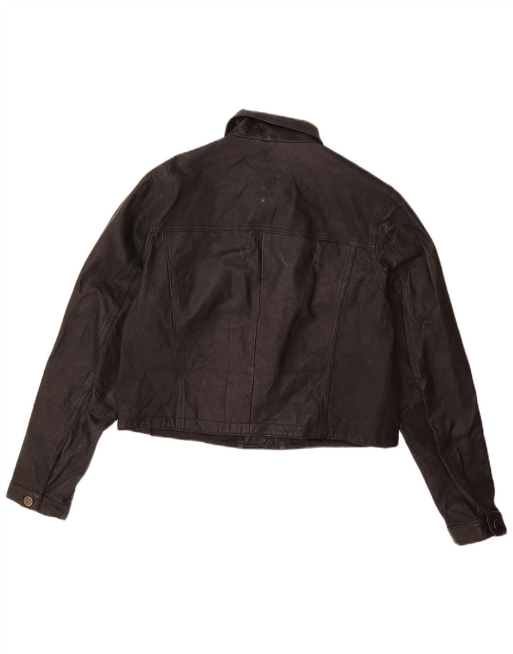 Vintage Womens Leather Jacket UK 16 Large Black Leather