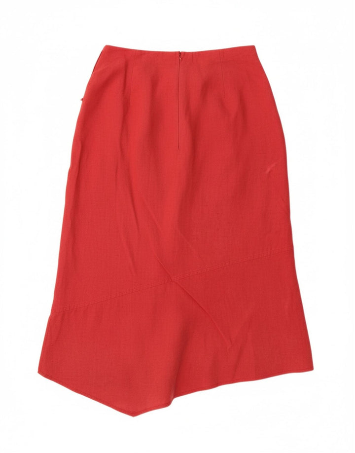 VINTAGE Womens High Waist Maxi Skirt US 2 XS W28  Red Patchwork Polyester