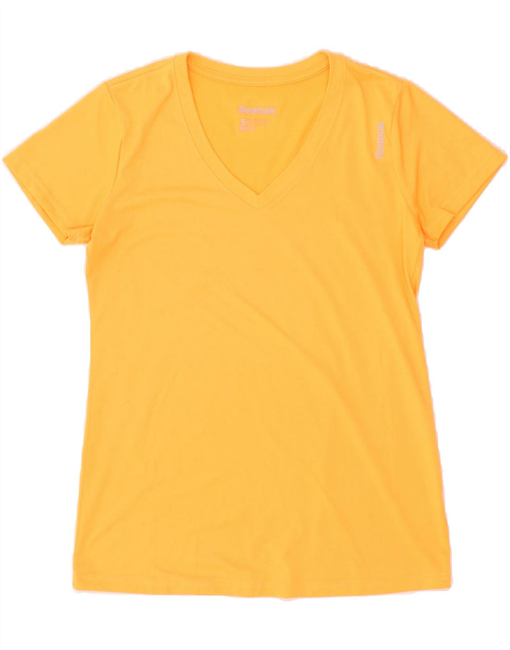 REEBOK Womens T-Shirt Top UK 10 Small Orange Polyester | Vintage Reebok | Thrift | Second-Hand Reebok | Used Clothing | Messina Hembry 