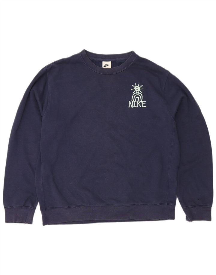Nike Hombre Sudadera con gráfico tipo jersey de algodón azul marino mediano