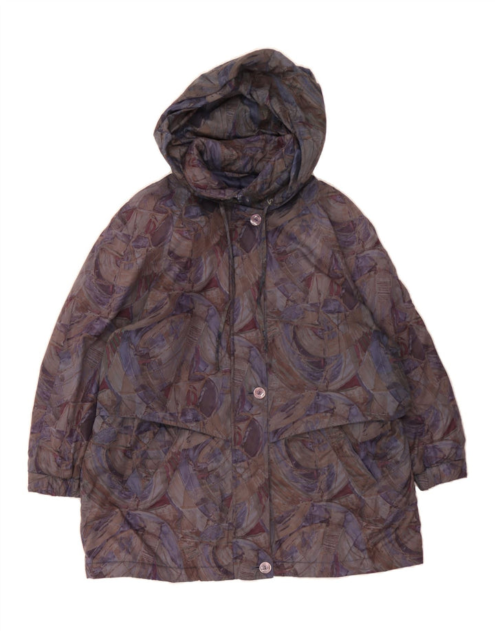 CANDA Womens Abstract Pattern Hooded Windbreaker Coat UK 20 2XL Purple Vintage Canda and Second-Hand Canda from Messina Hembry 