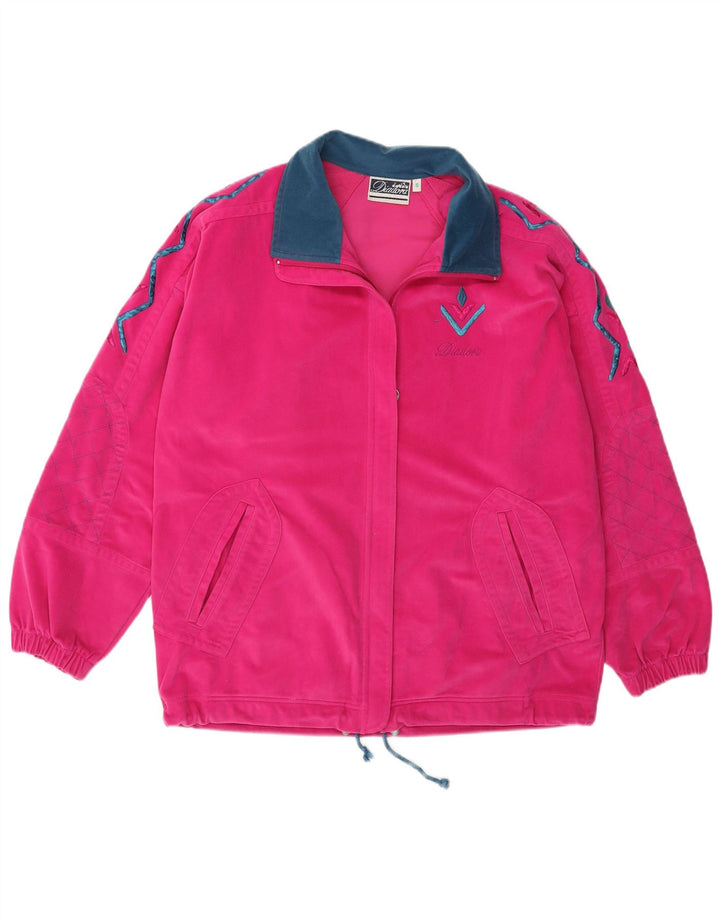 DIADORA Mens Loose Fit Tracksuit Top Jacket Small Pink Check Polyester