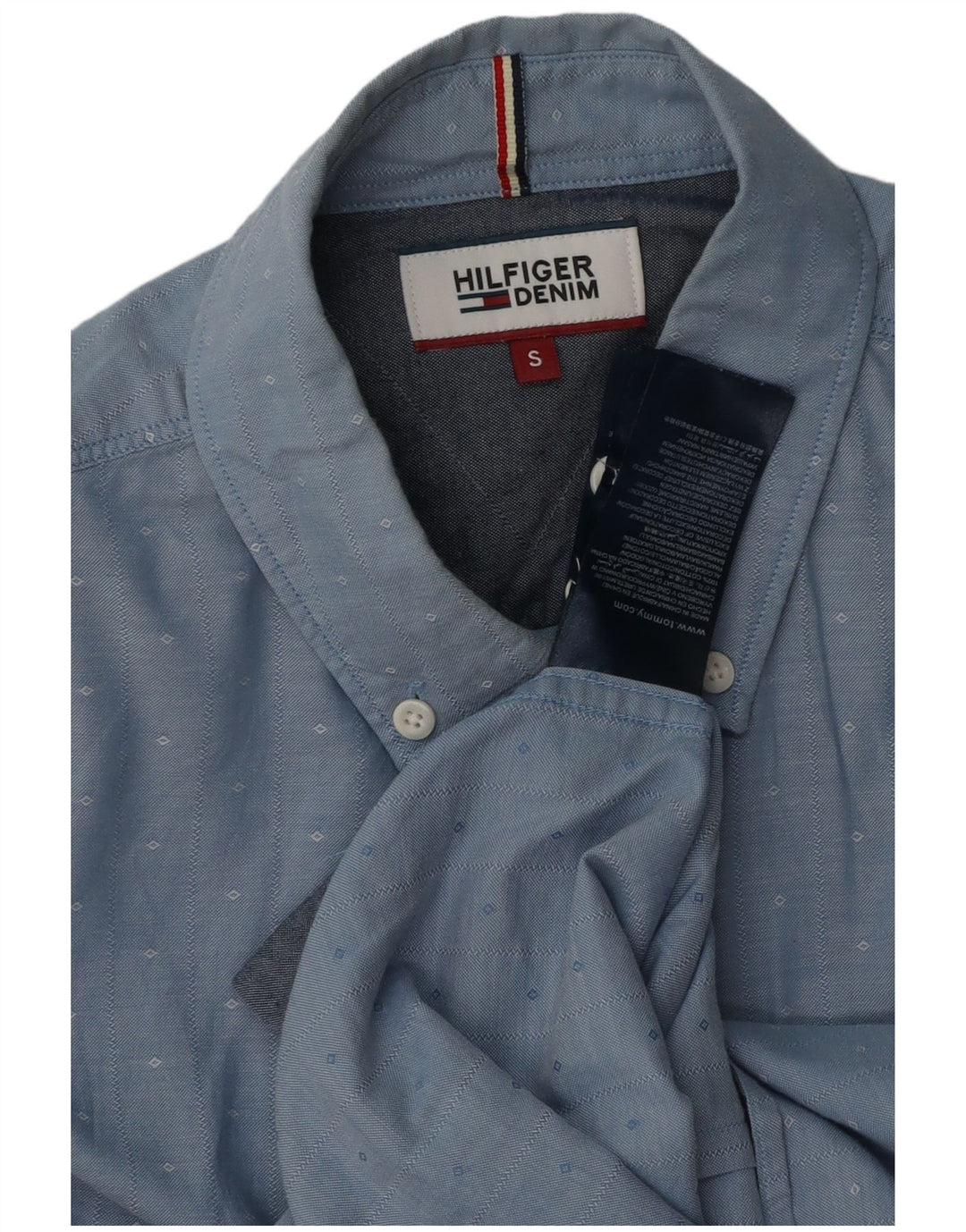 Tommy Hilfiger Mens Shirt Small Blue Spotted Cotton