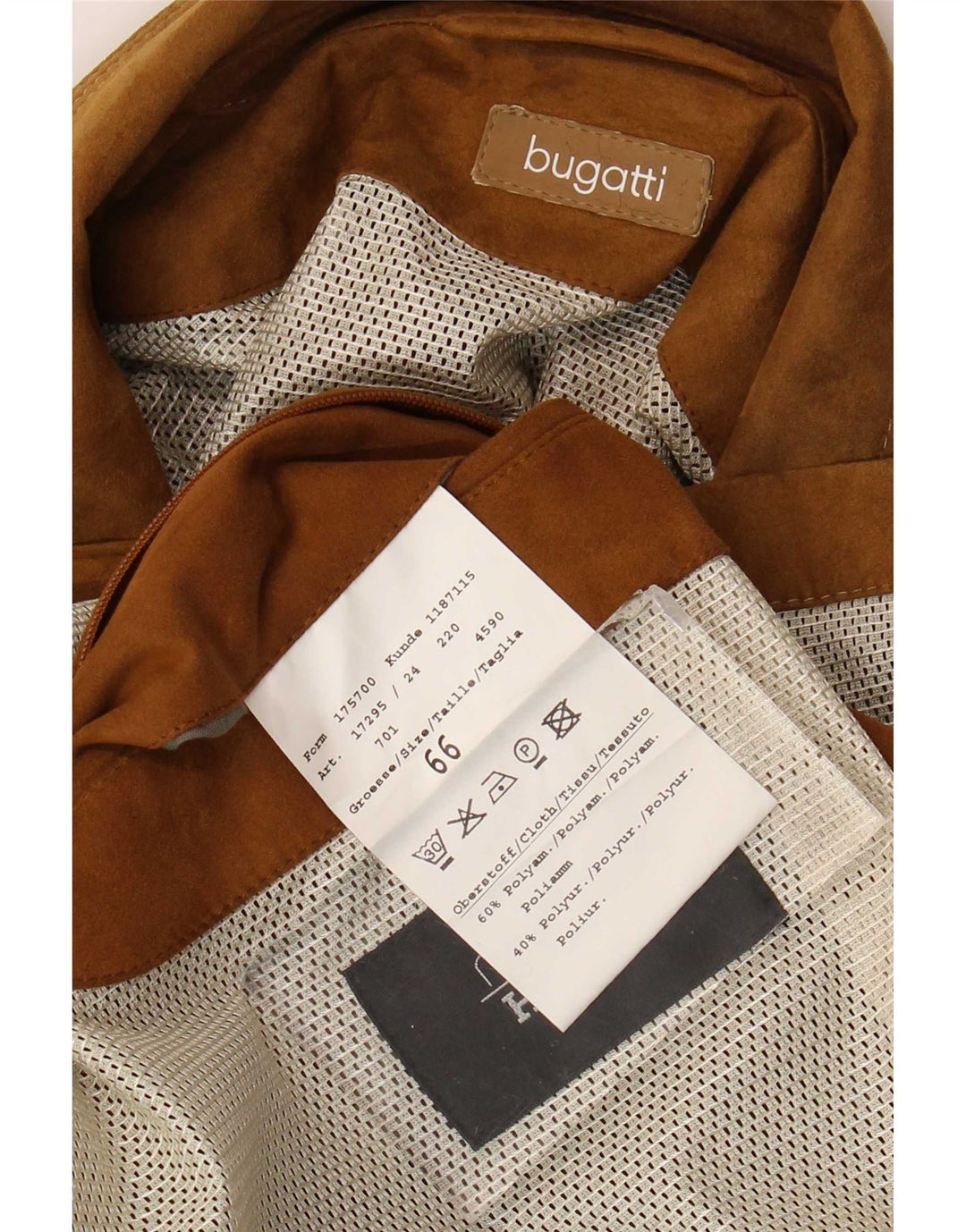Bugatti Herren-Jacke aus Wildlederimitat, UK 46 3XL, braunes Polyamid