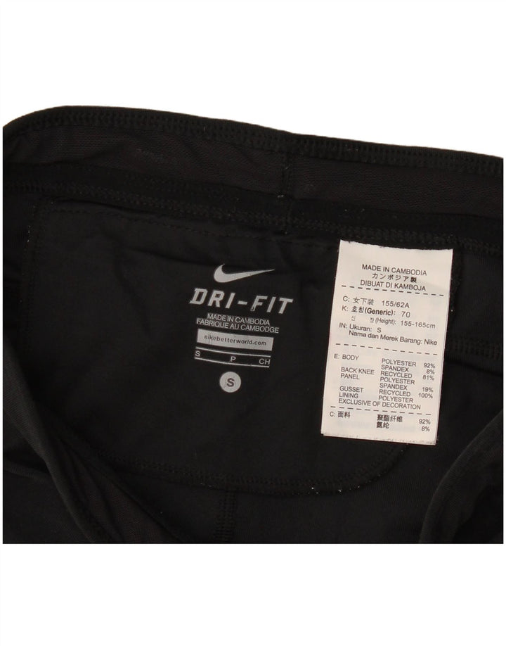 Nike Womens Dri Fit Capri Leggings UK 8 Small  Black Polyester