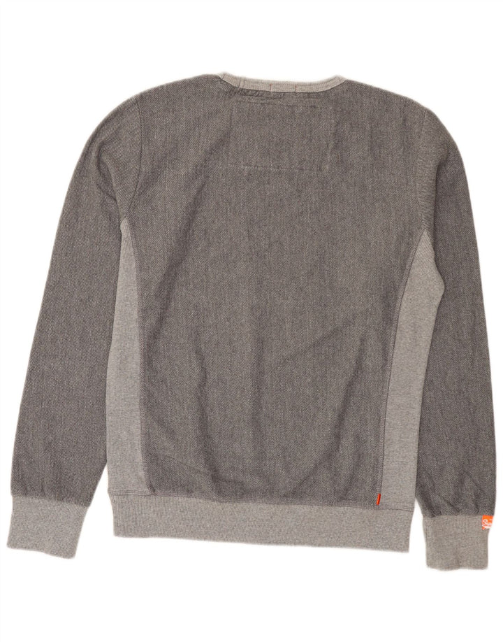 Superdry Mens Sweatshirt Jumper Medium Grey Colourblock Polyester
