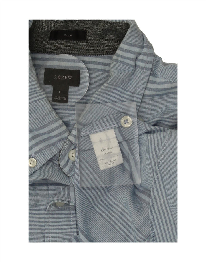 J. CREW Mens Slim Shirt Large Blue Striped Cotton Vintage J. Crew and Second-Hand J. Crew from Messina Hembry 