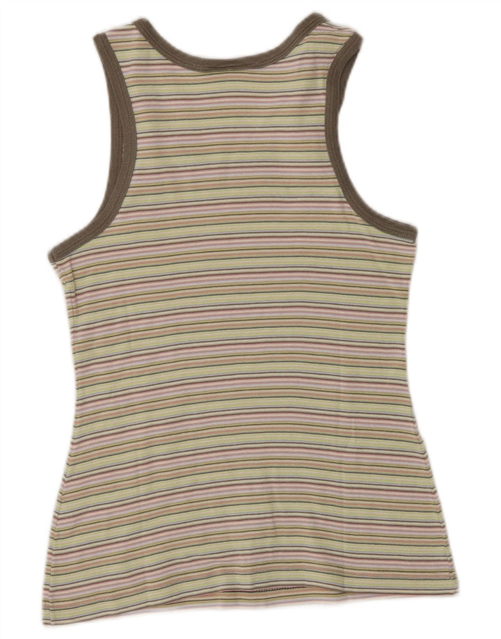 Lacoste Damen Crop Vest Top Größe 38 Medium Mehrfarbig gestreifte Baumwolle
