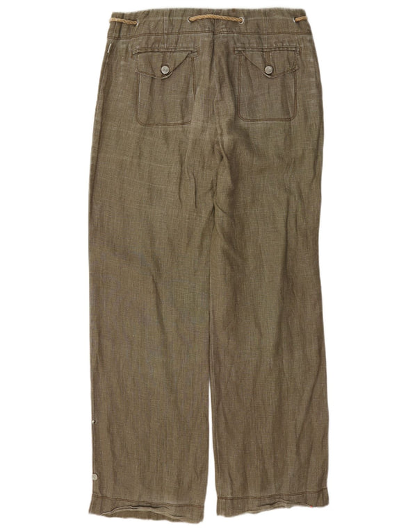 Cerruti 1881 Damen-Hose mit lockerer Passform, IT 42, Mittel W30 L32, grünes Leinen