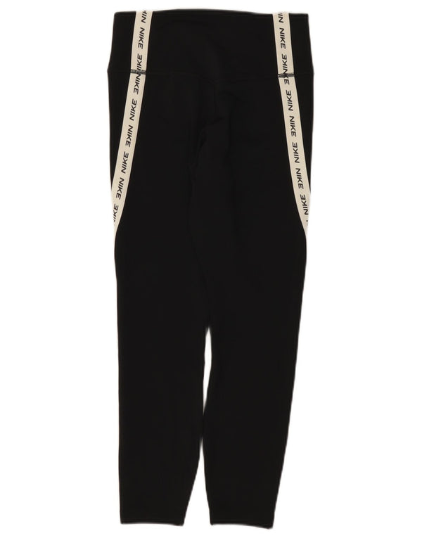 Nike Womens Dri Fit Graphic Crop Leggings UK 8 Small Black Colourblock