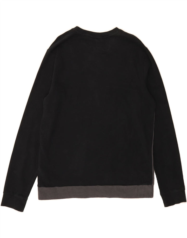FILA Mens Sweatshirt Jumper Large Black Colourblock Cotton Vintage Fila and Second-Hand Fila from Messina Hembry 