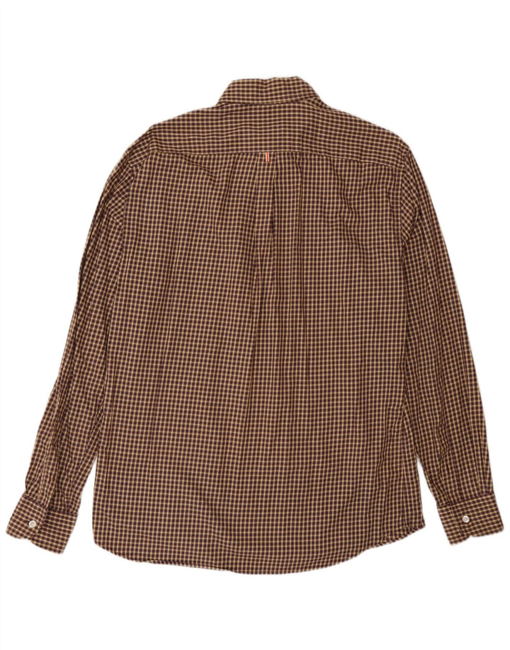 Harmont & Blaine Mens Shirt XL Brown Gingham Cotton