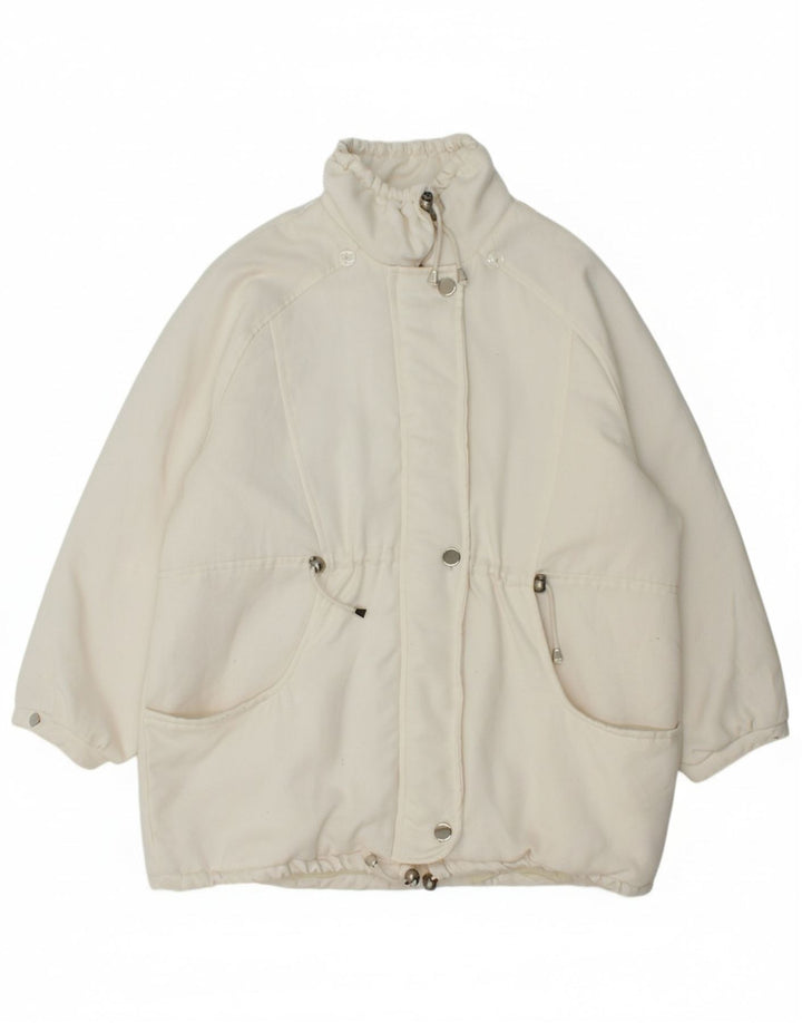 VINTAGE Womens Oversized Windbreaker Coat UK 16 Large White Polyester