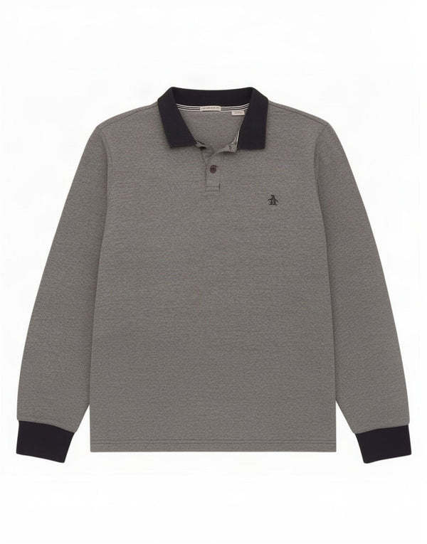 Polo da uomo a maniche lunghe Penguin Heritage medio blu navy classico