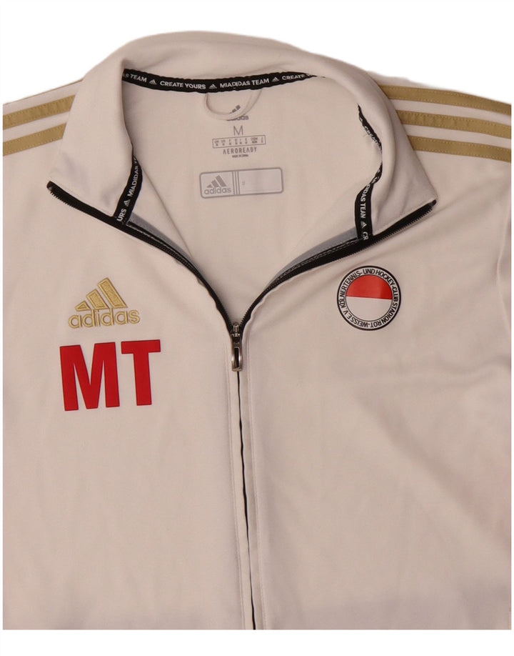 Adidas Mens Aeroready Tracksuit Top Jacket Medium Off White Colourblock