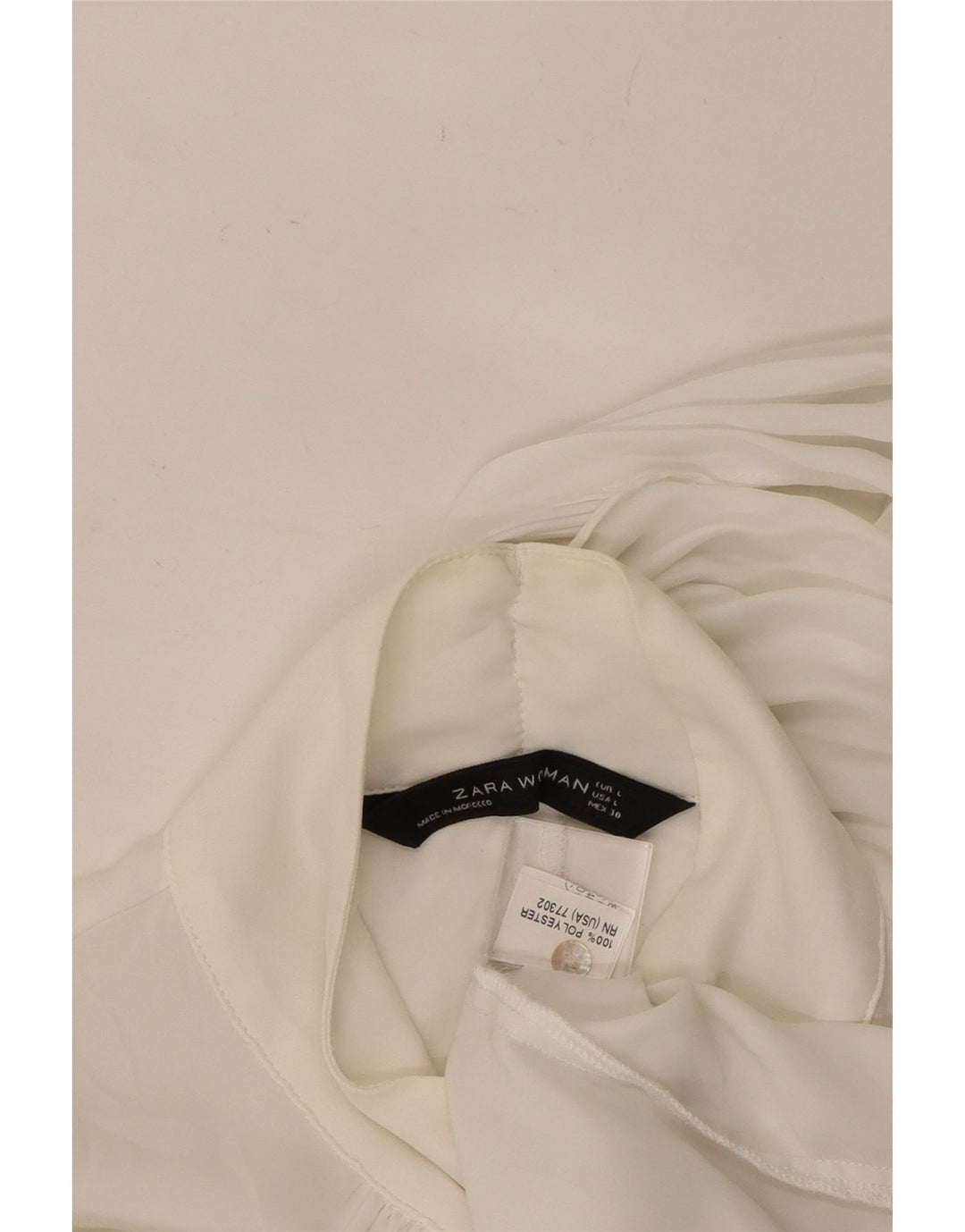 ZARA Womens Front Tie Blouse Top UK 16 Large White Polyester
